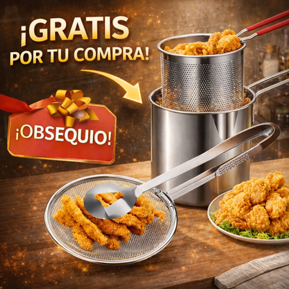 Olla Freidora en Aluminio PRO + 🎁Pinza Escurridor de Cocina 2 en 1