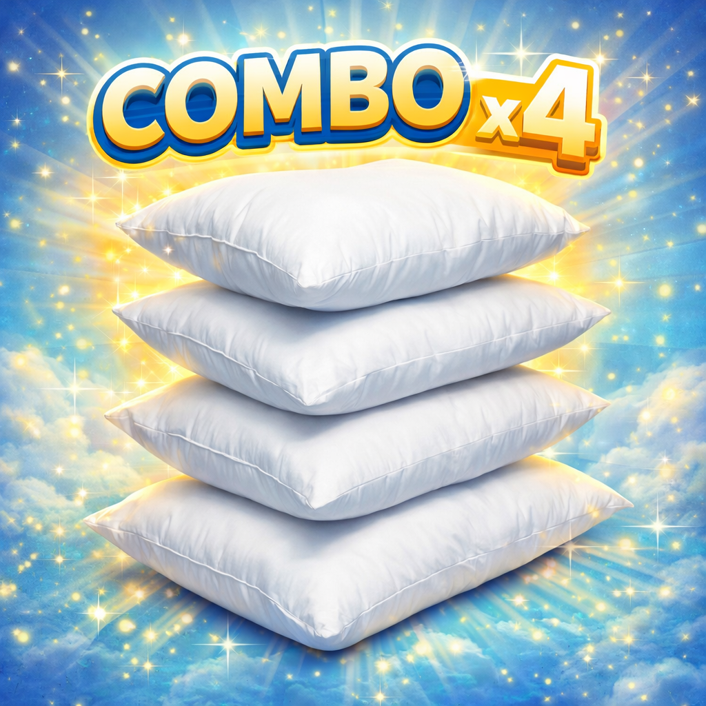 🤍Combo x4 Almohadas Hoteleras Siliconadas Blancas 70x50cm💤